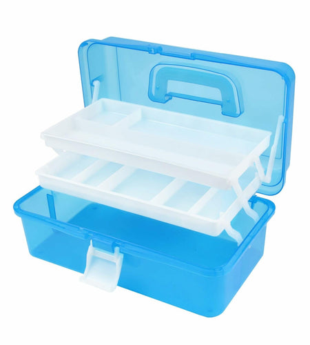Qudqju 3-Layer Small Tackle Box Organizer with Handle Blue