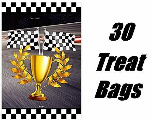 Load image into Gallery viewer, Race Car Party Supplies Set for 30 Kids Hats Bags Banners Swirls Backdrop
