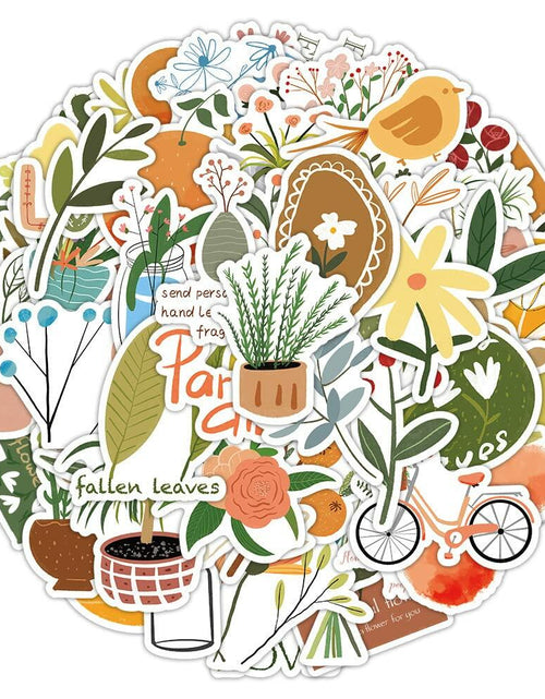 Load image into Gallery viewer, riduk 124Pcs Boho Floral Vinyl Waterproof Stickers for Journaling DIY Decor
