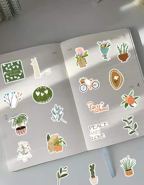 Load image into Gallery viewer, riduk 124Pcs Boho Floral Vinyl Waterproof Stickers for Journaling DIY Decor
