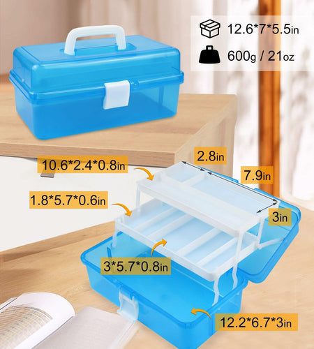 Qudqju 3-Layer Small Tackle Box Organizer with Handle Blue
