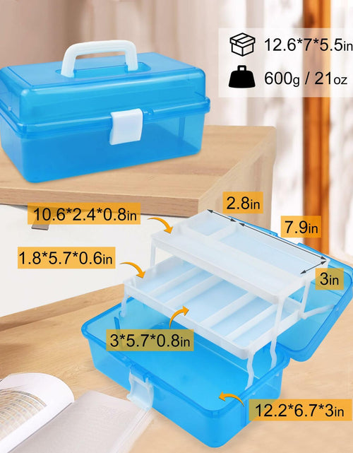 Load image into Gallery viewer, Qudqju 3-Layer Small Tackle Box Organizer with Handle Blue
