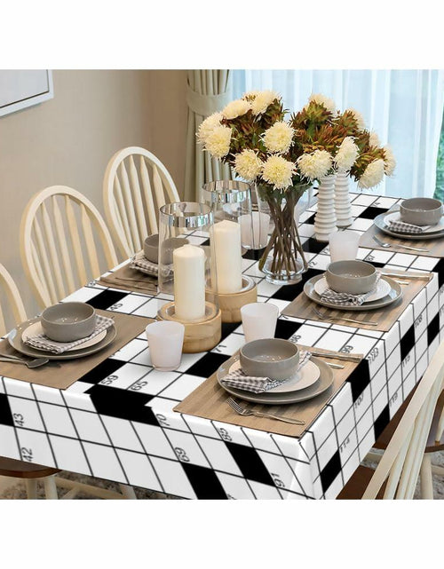 Load image into Gallery viewer, NOHSHE Crossword Puzzle Table Cloth Black White Waterproof 52x70
