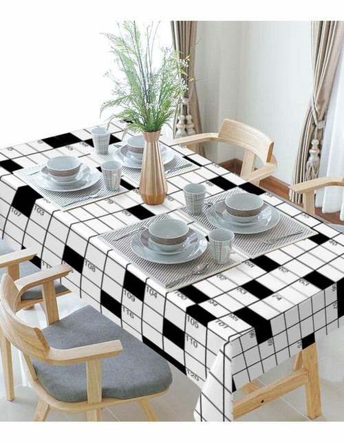 Load image into Gallery viewer, NOHSHE Crossword Puzzle Table Cloth Black White Waterproof 52x70

