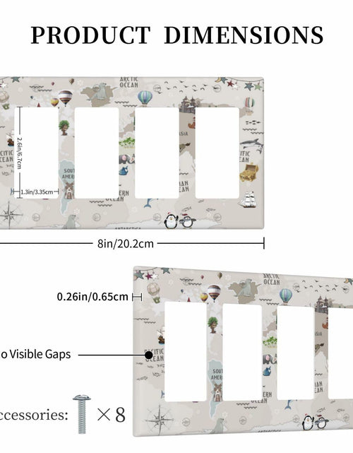 Load image into Gallery viewer, Wpshijia 4 Gang Light Switch Cover Beige Animal World Map Wall Plate
