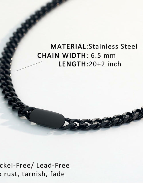 Load image into Gallery viewer, WINFY Cuban Link Necklace Men 6.5mm 18+2in Stainless Steel Black
