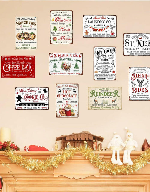 Load image into Gallery viewer, Tvdegse Santa's Toy Shop Metal Sign Retro Christmas Wall Decor 8x12 Inch

