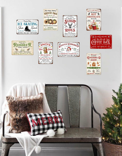 Load image into Gallery viewer, Tvdegse Santa's Toy Shop Metal Sign Retro Christmas Wall Decor 8x12 Inch
