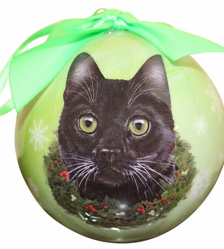 Black Cat Christmas Ornament Shatterproof Plastic Ball Holiday Decor