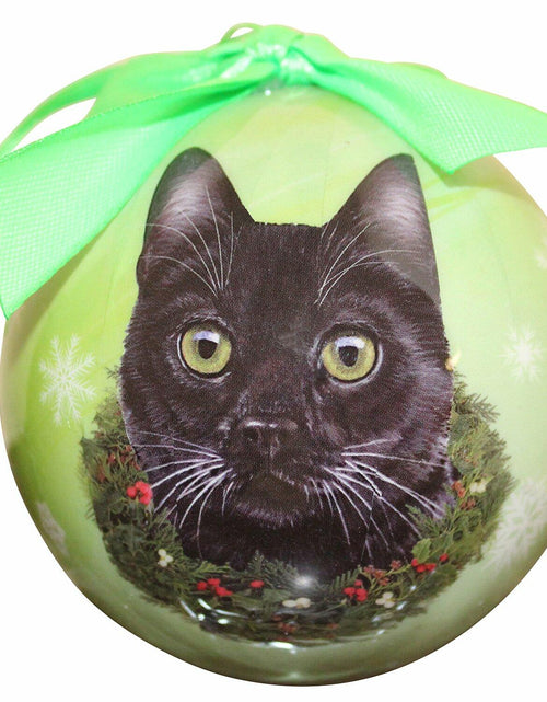 Load image into Gallery viewer, Black Cat Christmas Ornament Shatterproof Plastic Ball Holiday Decor
