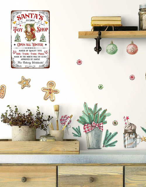 Load image into Gallery viewer, Tvdegse Santa's Toy Shop Metal Sign Retro Christmas Wall Decor 8x12 Inch
