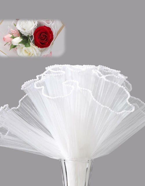Load image into Gallery viewer, XIHIRCD 5 Yards Pearl Flower Wrapping Mesh Paper White Wavy Net Yarn

