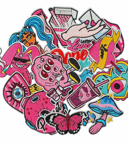 ELEFOCUS 16Pcs Pink Iron-on Patches Applique for Clothing