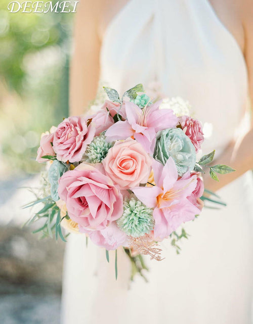 Load image into Gallery viewer, DEEMEI Artificial Pink Peach Silk Rose Peony Flowers Combo Box Set
