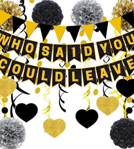 Yavxzvbw Retirement Party Decorations Glitter Gold Black Farewell