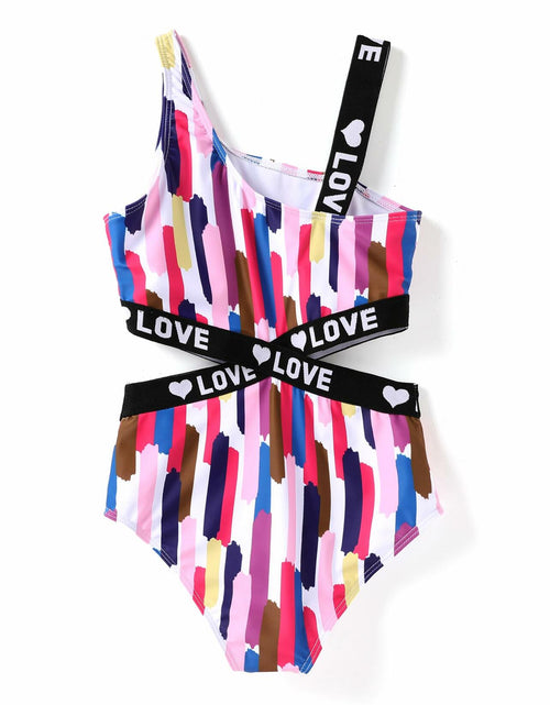 Load image into Gallery viewer, PATPAT Girls Tropical One Piece Swimsuit Bluegreen Size 12-13 Years
