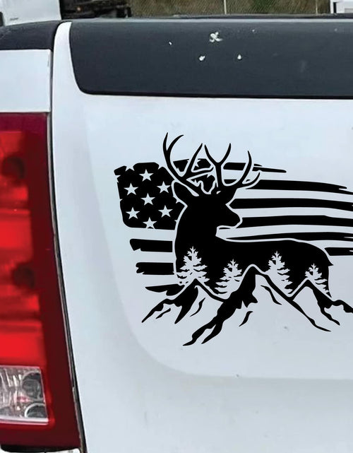 Load image into Gallery viewer, Bad Fish American Flag Buck Deer Car Decal White 1 Vinyl Sticker
