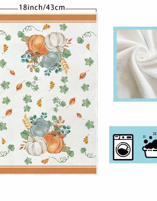 Load image into Gallery viewer, XCHI Fall Pumpkin Striped Dish Towels 18x26 Inch Colored Set of 4

