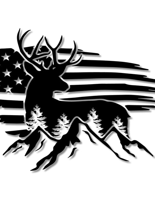 Load image into Gallery viewer, Bad Fish American Flag Buck Deer Car Decal White 1 Vinyl Sticker
