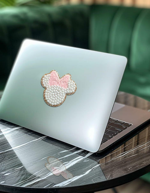 Load image into Gallery viewer, noxozoqm 2 Inch Bead Embroidered Patch Pink Pearl Glitter Edge 1Pc
