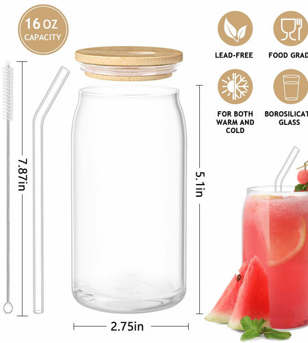 LeeSky 2 Pack Halloween Ghost Glass Tumblers 16Oz Pink Orange Lids Straws