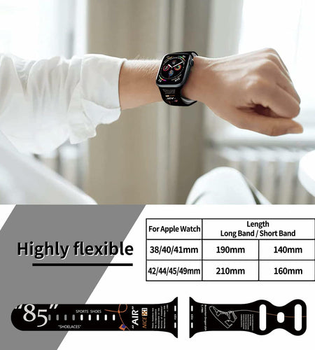 Sports Silicone Watch Bands Black Compatible with iWatch Series 1-9 42mm