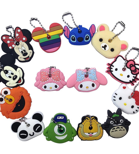 ZJU Cartoon Keyring Key Holder 14pcs Multi Color Metal 2in Animal Style