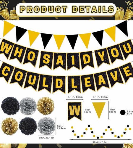 Yavxzvbw Retirement Party Decorations Glitter Gold Black Farewell