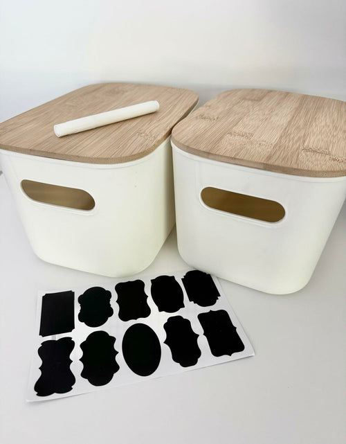 Load image into Gallery viewer, Generic Plastic Stackable Storage Bins with Bamboo Lid 2 PCS White 10x7in
