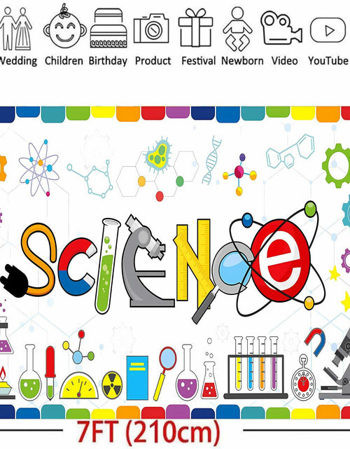 Load image into Gallery viewer, Generic Science Party Backdrop Chemical Themed Kids School Lab Blue 7x5 Ft
