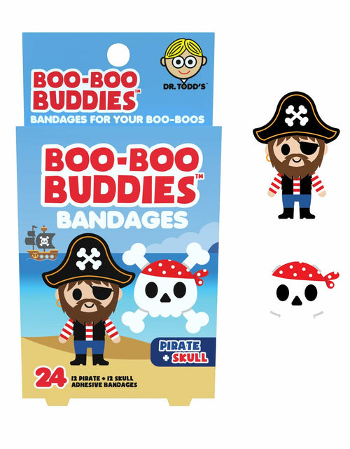 Load image into Gallery viewer, Boo Boo Buddies Kids Adhesive Bandages Pirate Skull Style 24 Count
