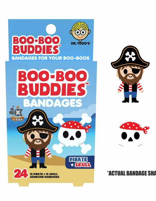 Load image into Gallery viewer, Boo Boo Buddies Kids Adhesive Bandages Pirate Skull Style 24 Count
