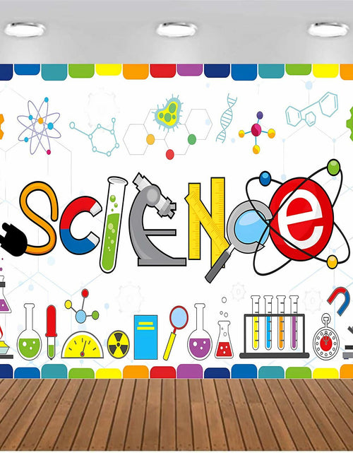 Load image into Gallery viewer, Generic Science Party Backdrop Chemical Themed Kids School Lab Blue 7x5 Ft
