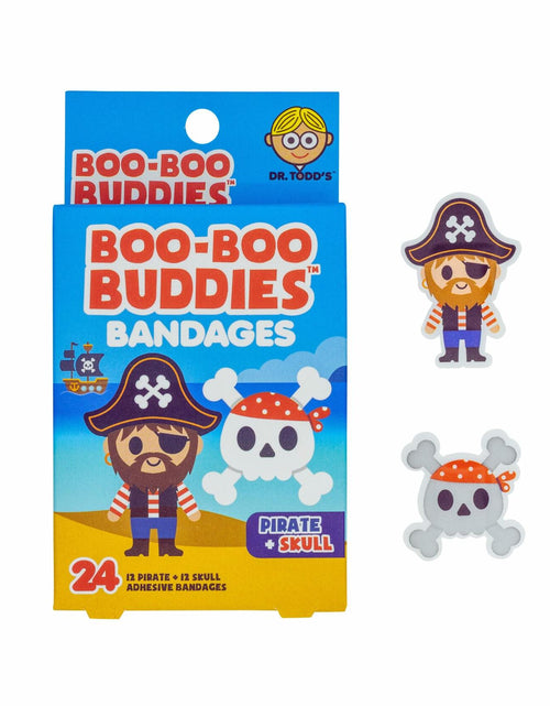 Load image into Gallery viewer, Boo Boo Buddies Kids Adhesive Bandages Pirate Skull Style 24 Count
