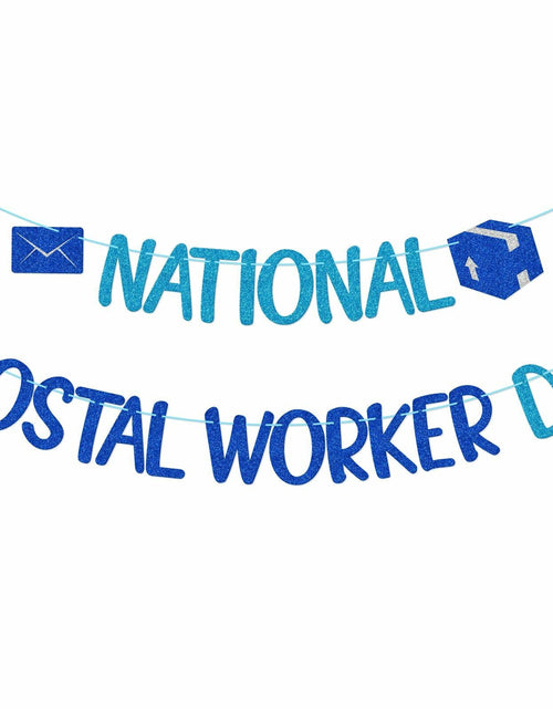 Load image into Gallery viewer, FOZEE Postal Worker Day Banner Blue Glitter Cardstock Decoration
