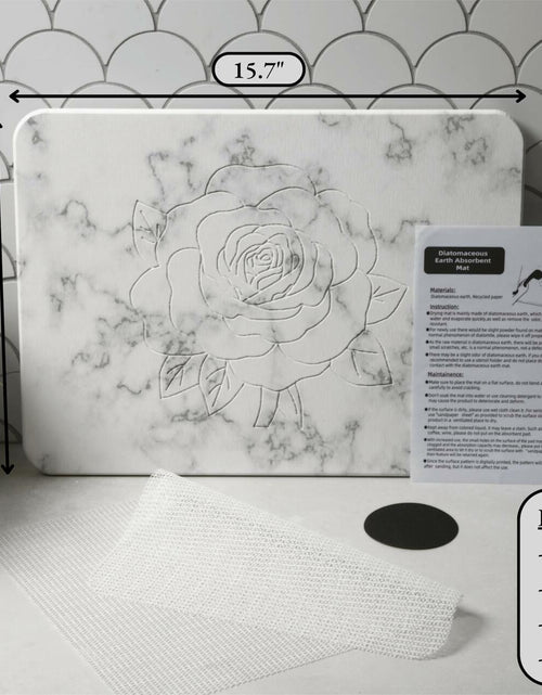 Load image into Gallery viewer, Stranor Engraved Rose Stone Drying Mat Floral 15.7x11.8 Ivory
