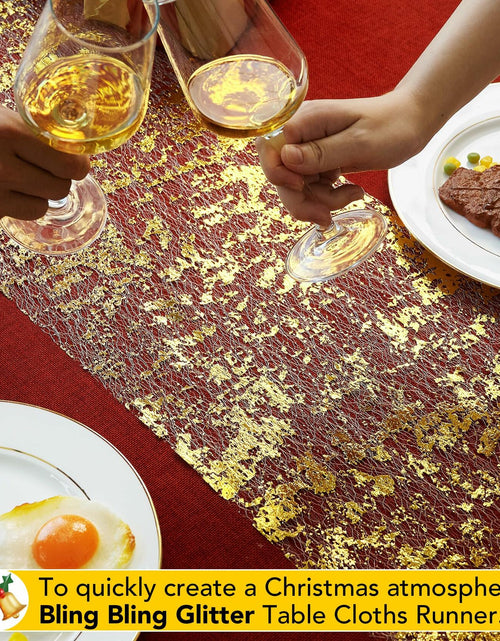Load image into Gallery viewer, Deconovo Gold Sequin Table Runner 9FT 2PCS Polyester Kitchen Party Decor
