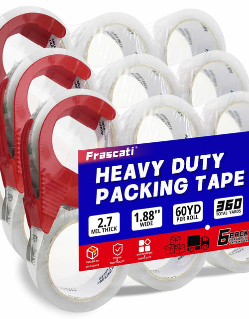 Load image into Gallery viewer, Frascati Heavy Duty Packing Tape 18 Pack 1.88in x 60yd Clear with 3 Dispensers
