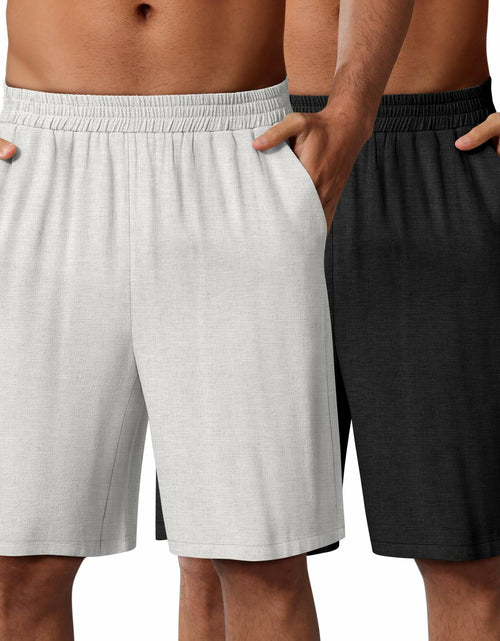 Load image into Gallery viewer, Neer Men's Linen Bermuda Shorts 2 Pack Black White Casual Elastic Waist Size S
