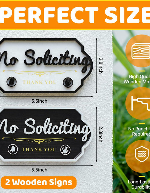 Load image into Gallery viewer, Aurastem No Soliciting Wooden Sign 2 Pcs Small Funny Home Business Decor

