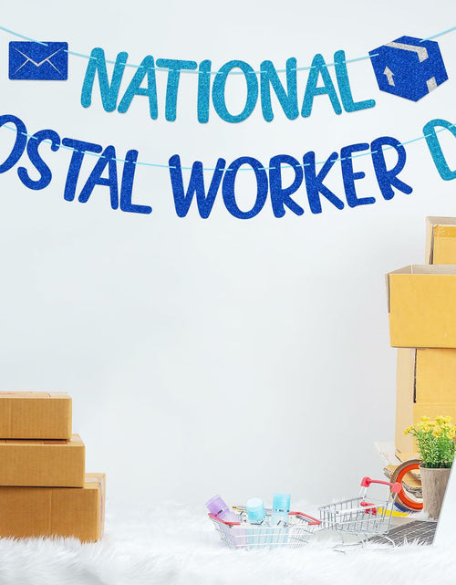 Load image into Gallery viewer, FOZEE Postal Worker Day Banner Blue Glitter Cardstock Decoration
