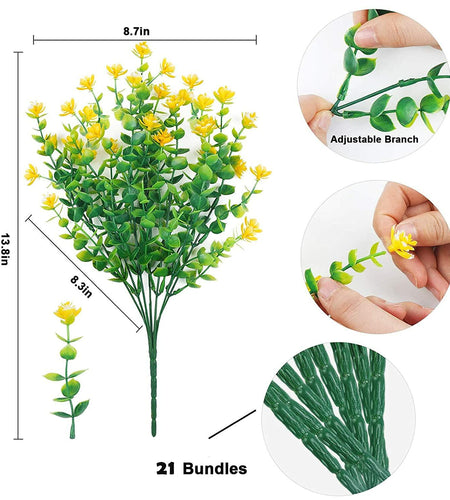 WEAUSUP 21 Bundles Outdoor UV Resistant Faux Plants Plastic 7 Colors
