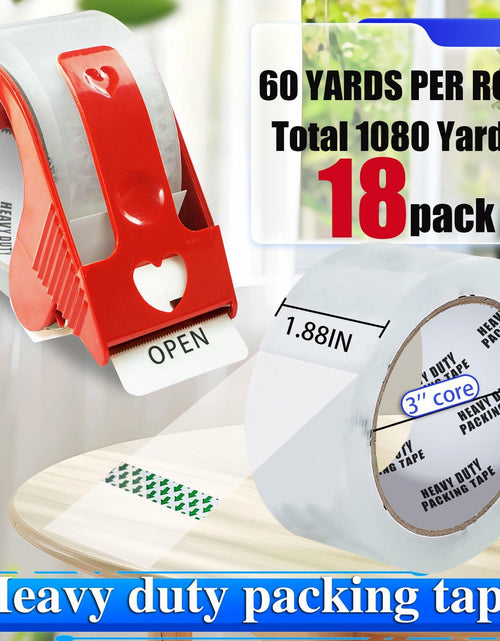 Load image into Gallery viewer, Frascati Heavy Duty Packing Tape 18 Pack 1.88in x 60yd Clear with 3 Dispensers

