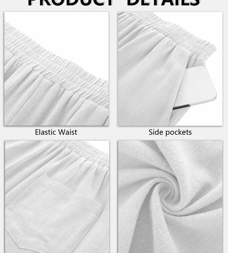 Neer Men's Linen Bermuda Shorts 2 Pack Black White Casual Elastic Waist Size S