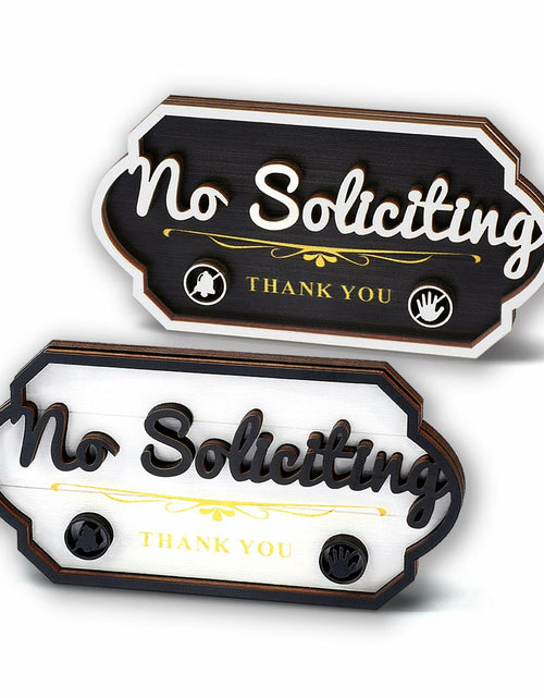 Load image into Gallery viewer, Aurastem No Soliciting Wooden Sign 2 Pcs Small Funny Home Business Decor
