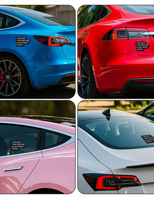 Load image into Gallery viewer, Tesla Bumper Sticker Anti Elon Musk 2 Pack 4x2.7in Black Reflective Vinyl

