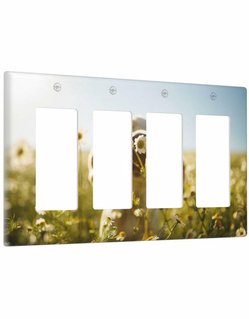 Load image into Gallery viewer, Wpshijia 4 Gang Light Switch Cover Wild Daisy Puppy Outdoor Wall Plate
