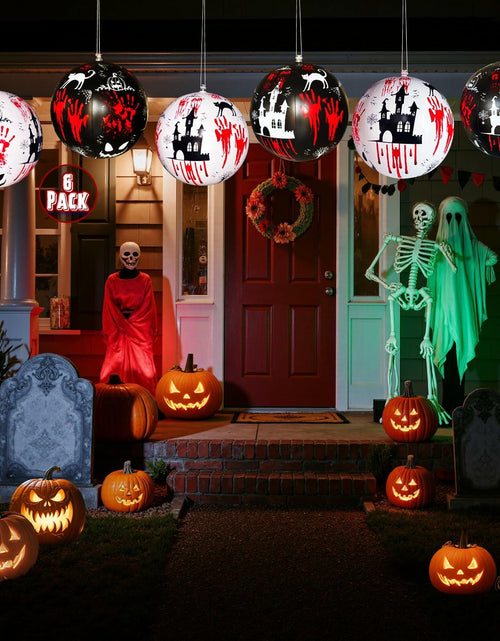 Load image into Gallery viewer, SEETOHOME 6 PCS 11.8in Inflatable Halloween Hanging Balls Black White Decor
