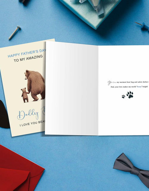 Load image into Gallery viewer, IDU Funny Fathers Day Card for Dad from Kids - Daddy Bear I Love You BEARY Much

