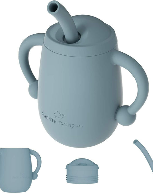 Load image into Gallery viewer, [Like New] Cuddle Campus Silicone Baby Training Cup 4 Oz Boothbay Gray
